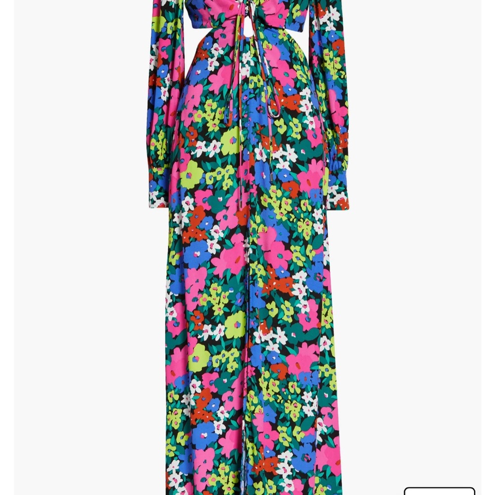 AFRM Dialli Cutout Long Sleeve Maxi in the "Neon Night Garden" worn once sz L